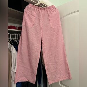 Pink Striped Wide-Leg Pants